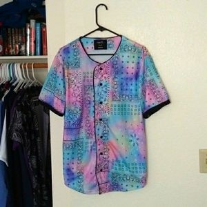 Baseball Jersey Paisley Pattern Tie Dye Colored Size Medium
